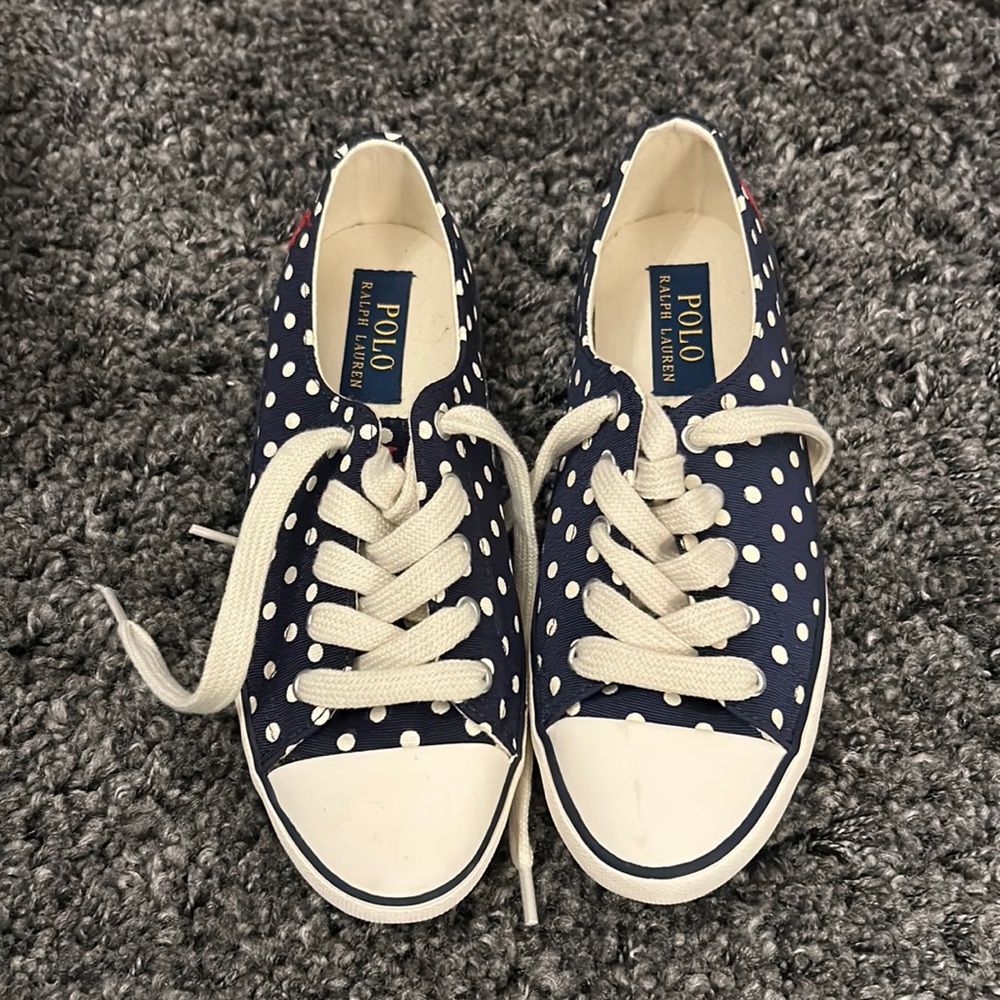 Polo Ralph Lauren Sneakers flats polka dots navy white size 5.5 women’s new